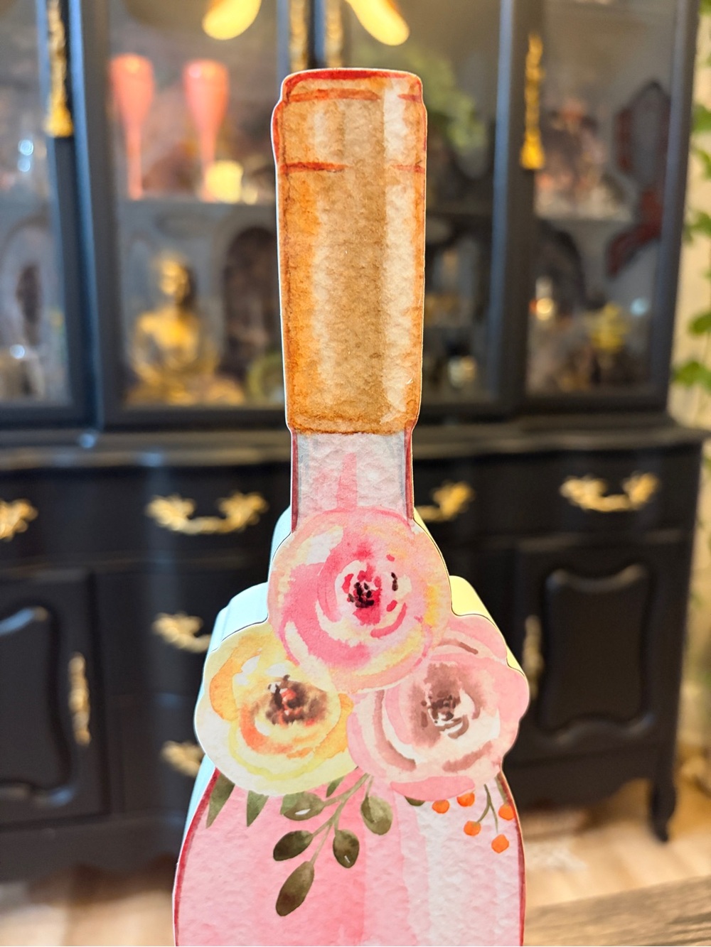 3D Inspired Pink Champagne Bottle Decorative Accent - Picture 6 of 9